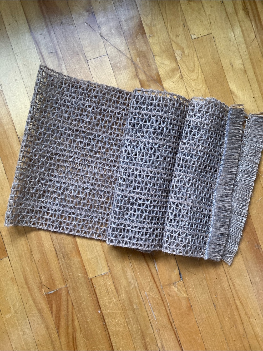 Woven Fringe Table Runner in Taupe